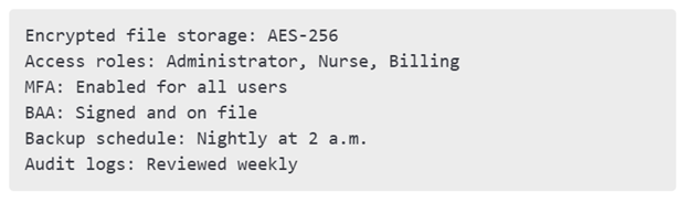 HIPAA storage in practice