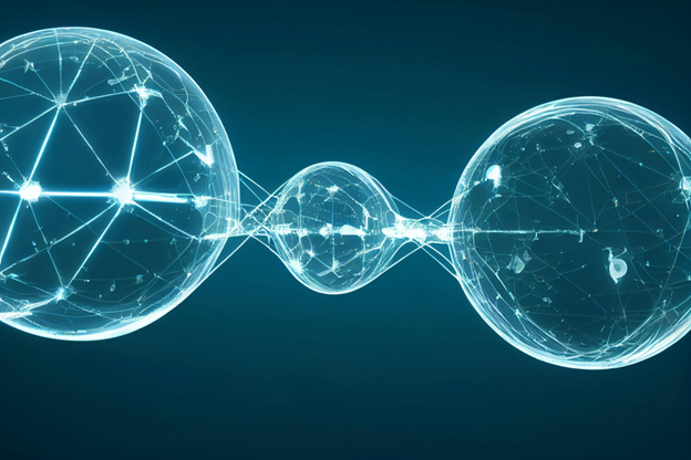 three spheres connected with electric energy